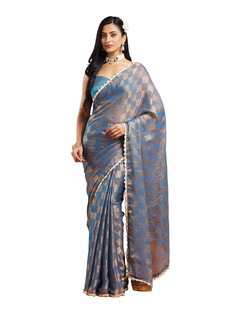 Vasthrlay Orange Ethnic Traditional Saree for festive ethnic occasions