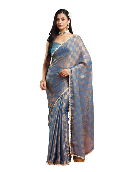 Vasthrlay Orange Ethnic Traditional Saree for festive ethnic occasions