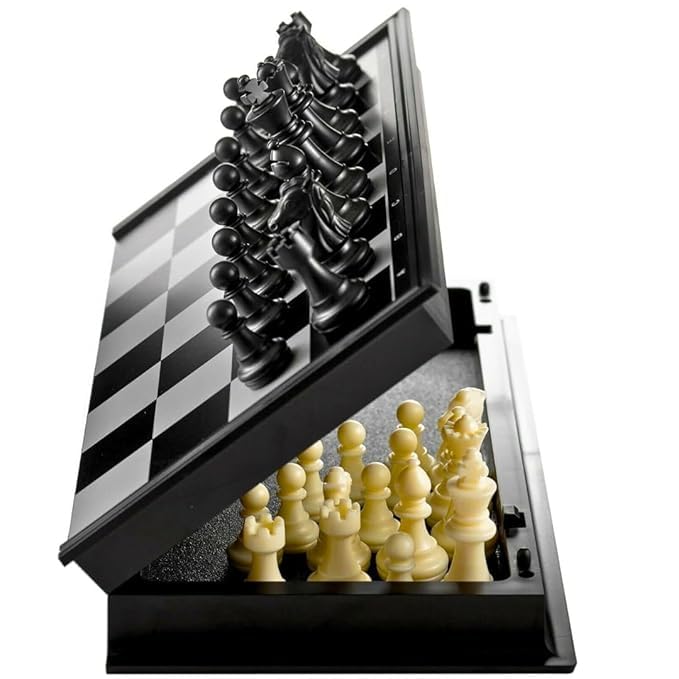 Magnetic Folding Chess Board Set 10 Inch Travel Friendly Black