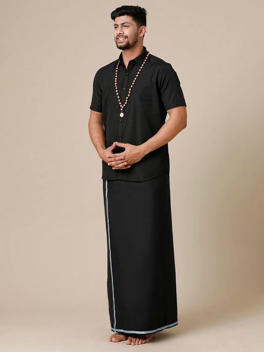 Ramraj Cotton Black Shirt and Dhoti Set Ayyappa Vratham Collection