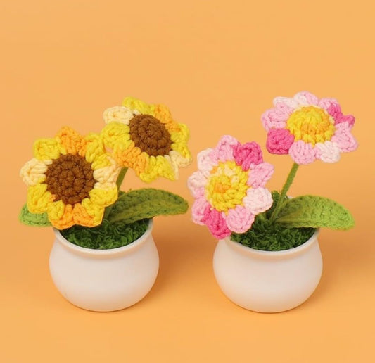 Crochet Flowers Artificial Twin Sunflower, Home Decoration, Festival - image 2