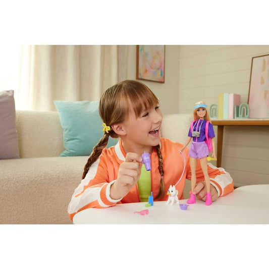 Barbie Malibu Outdoor Adventures Doll with Camping Accessories and Pet Puppy