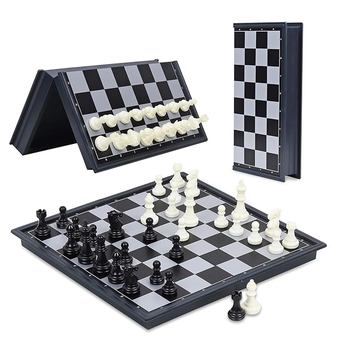 Magnetic Folding Chess Board Set 10 Inch Travel Friendly Black