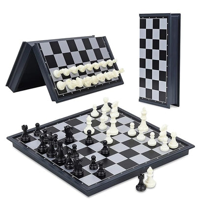 Magnetic Folding Chess Board Set 10 Inch Travel Friendly Black