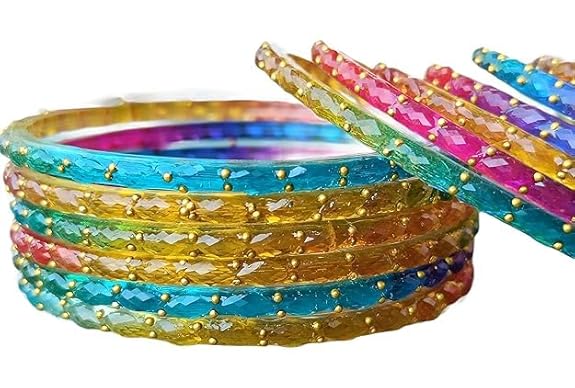 JPS Viral Kashmiri Ghungroo Gold-Plated Glass Bangles Set