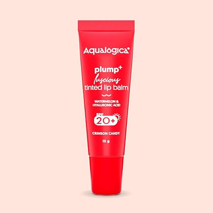 Aqualogica Crimson Candy Plump+ Luscious Tinted Lip Balm 10 g | Pack of 3