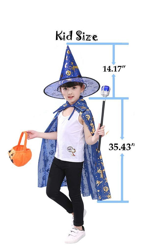 FancyDressWale Kids Halloween Witch Wizard Cape and Hat Set