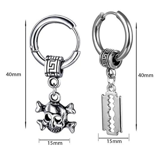 M Men Style Men Gothic Skeleton Head With Razor Blade Titanium