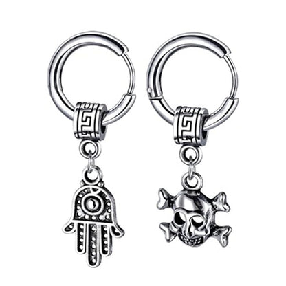 M Men Style Men Fatima Hamsa Hand Palm with Gothic Skeleton Head