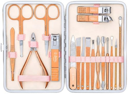Beaute Secrets Manicure Kit 18 Piece Pedicure Tools for Feet and Nails Rose Gold - image 2