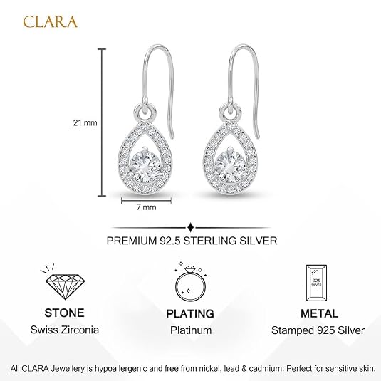 CLARA 925 Sterling Silver Drop Earrings Luna