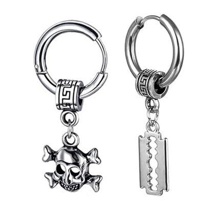 M Men Style Men Gothic Skeleton Head With Razor Blade Titanium