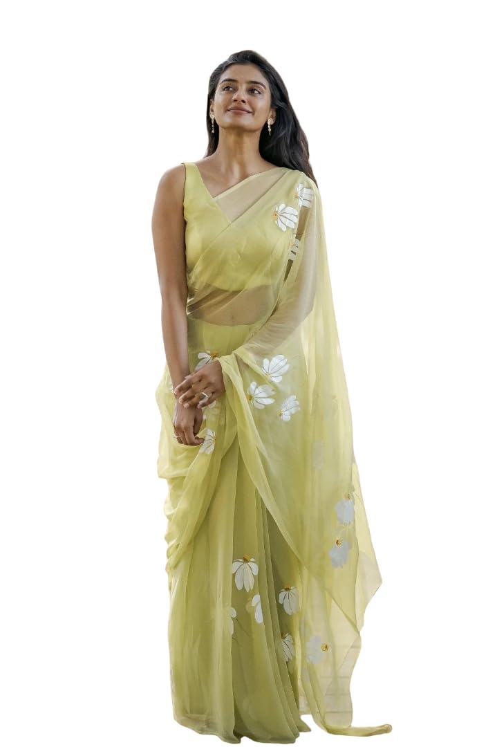 Vasthrlay Classic Linen Floral Saree for festive ethnic occasions