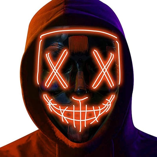 Party Propz Halloween LED Light Up Scary Mask for Adults Orange Glow