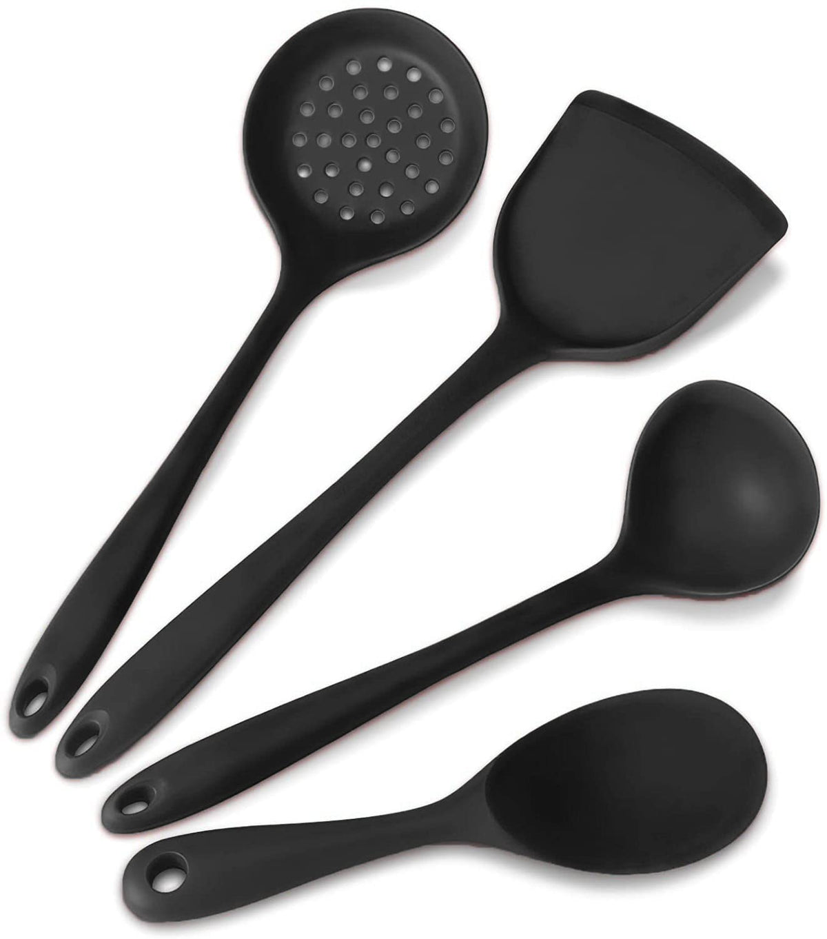 Silicone 4-Piece Cooking Utensils Set - Cooking Spatulas - Soup Ladle, Rice Spoon, 4 Pcs