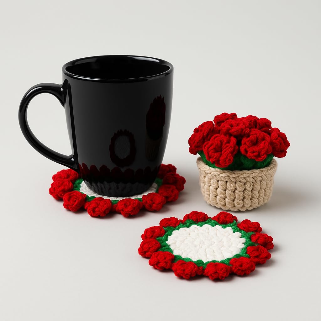 Handmade Crochet Tea Coaster Set (3+1) - image 1