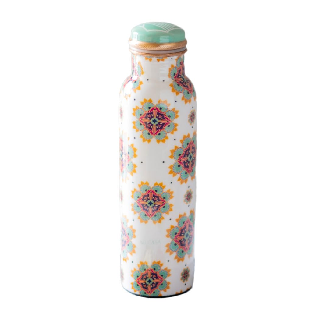 Pure Copper Bottle 1000ML Festive White