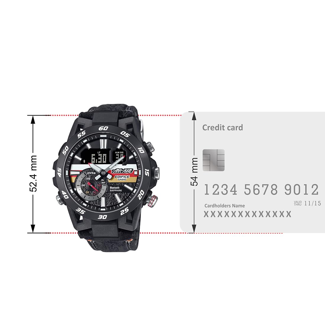 Casio Edifice ECB-40MU-1ADR Black Analog-Digital Dial Black Alcantara Material Band Mens Watch Limited Edition Smartphone Link ED592