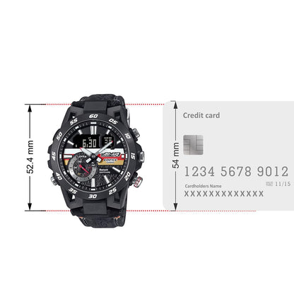 Casio Edifice ECB-40MU-1ADR Black Analog-Digital Dial Black Alcantara Material Band Mens Watch Limited Edition Smartphone Link ED592