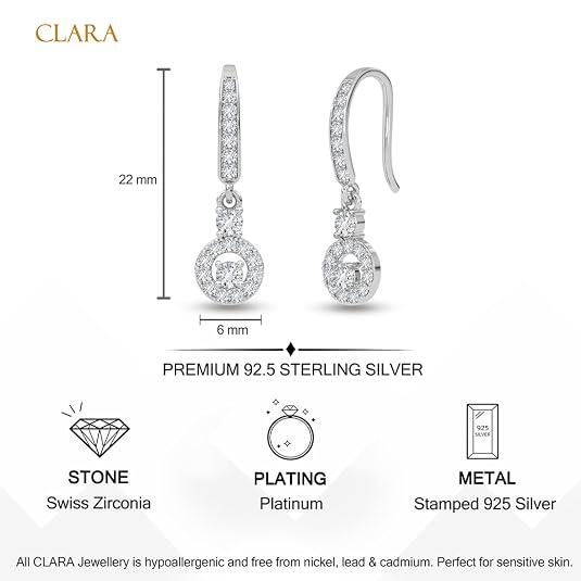 CLARA 925 Sterling Silver Drop Earrings Fina