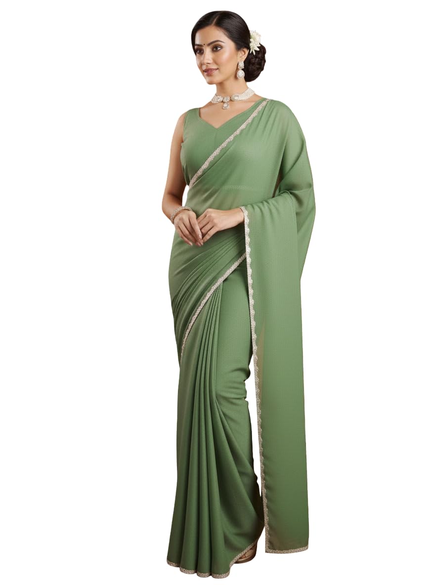 Vasthrlay Maroon Georgette Border Saree for festive ethnic occasions