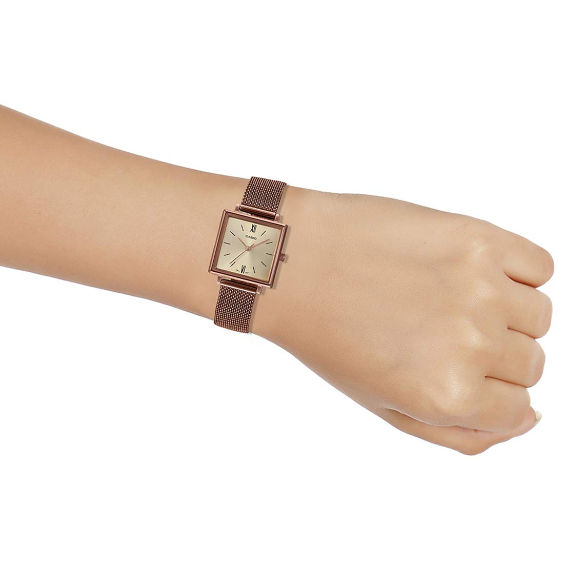 Casio Analog Rose Gold Dial Womens Watch LTP-E155MR-9BDF (A1548)