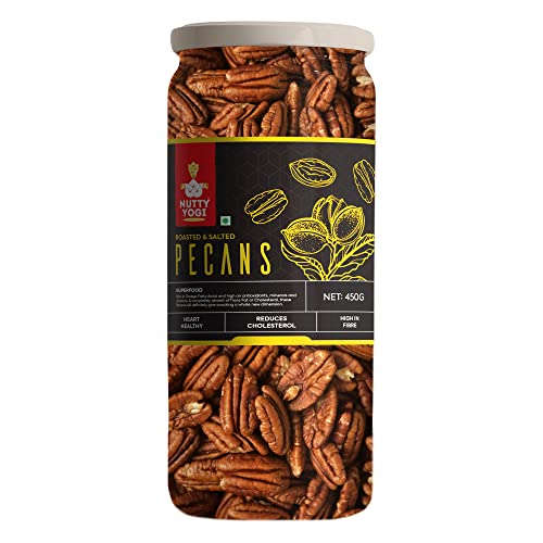 Nutty Yogi Roasted & Salted Pecans 450g All Natural No Preservatives No Additives Gluten Free Vegan Non GMO Nuts Dry Fruits