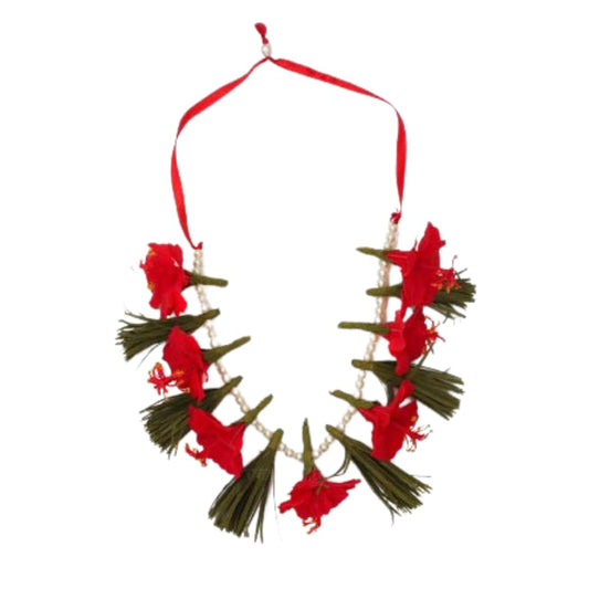 Divine Blessings Jaswanti Hibiscus 7 Flower with Dhurva Haar Mala (7 Inch) - image 1