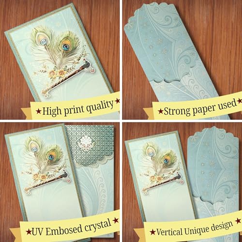 Fonsie Mor Pankh Vertical Style Crystal Work Shagun Envelopes Pack of 10 - image 4