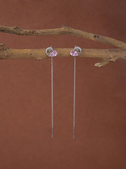 CLARA 925 Sterling Silver Sui Dhaga Threader Earrings Pear