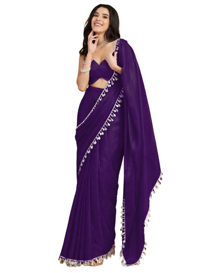 Vasthrlay Silver Ethnic Designer Saree for festive ethnic occasions