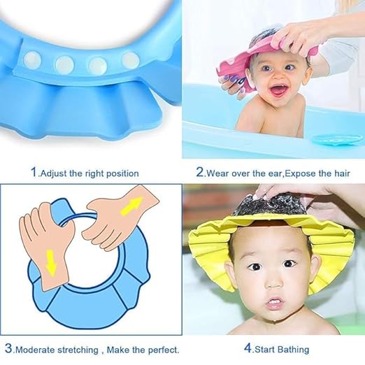 Jankylabh Soft Adjustable Visor Hat - Safe Shampoo Shower Bathing Protection Cap for Toddlers - PUSHMYCART