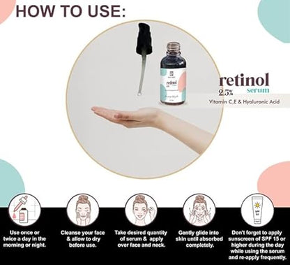 ROYAL NEEDS Retinol 2.5% Serum With Vit C & E, Hyaluronic - PUSHMYCART