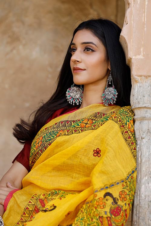 Vasthrlay Yellow Traditional Saree for wedding and party wear styling