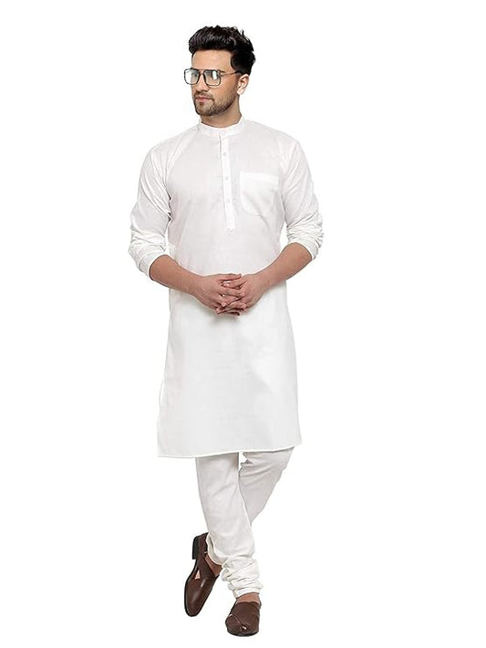 Vasthrlay Men's Cotton Straight Kurta Pyjama Set - PUSHMYCART
