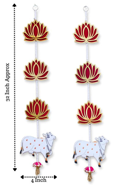 Lotus with Pichwai Cow Wall & Door Hanging - PUSHMYCART