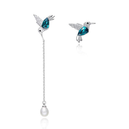 Austrian Crystal Green Hummingbird Necklace
