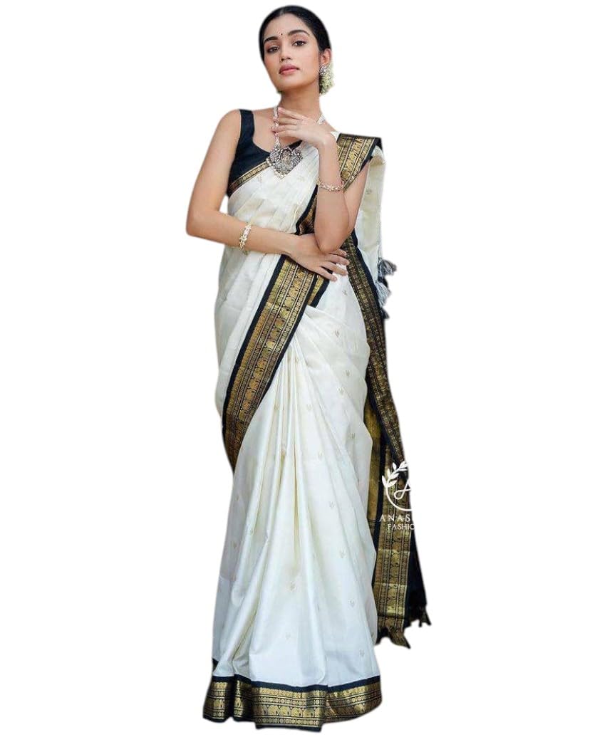 Vasthrlay White Kanjivaram Traditional Saree for festive ethnic occasions