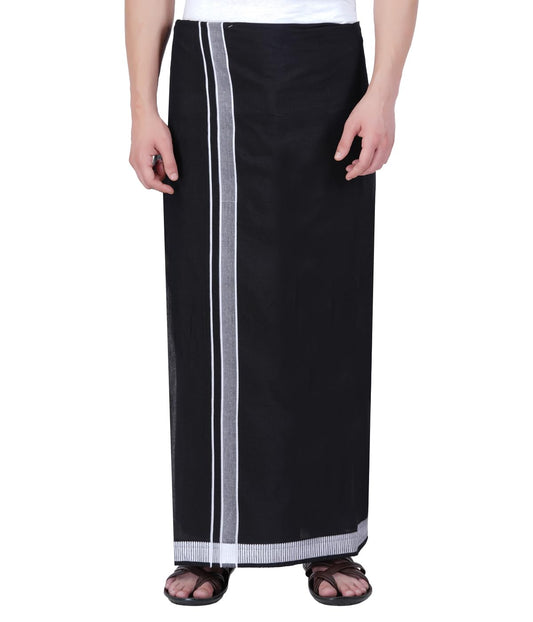 ETHAZH Black Dhoti with Border 2 Meter Ayyappa Vratham Collection