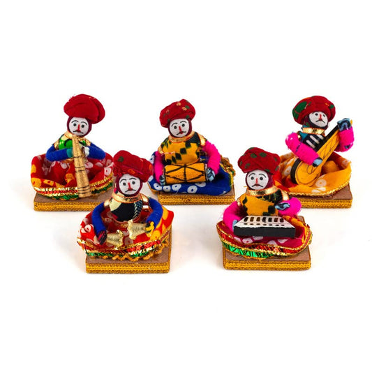 Jeevan Handicraft Rajasthani Sitting Male Musician Dolls Set of 5 7 cm