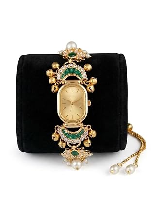 Kashmiri Women's Bracelet Watch | Gold Tone - Oval Dial