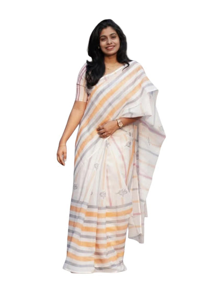 Vasthrlay Classic Linen Blend Traditional Saree for festive ethnic occasions