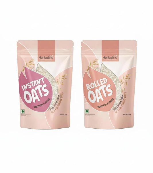 Herbolina Oats Combo Pack, Instant Oats and Rolled Oats