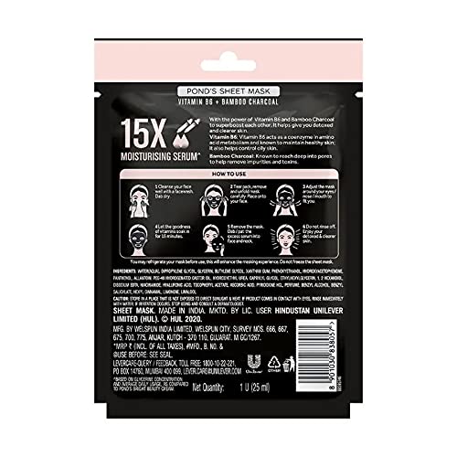 ponds activated charcoal sheet mask with vitamin b6