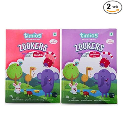 Timios Zookers Mix Flavours | Kids Snacks | Baby Snacks for 12+ Months | Nutritious & 100% Natural Animal Shaped Biscuit - PUSHMYCART