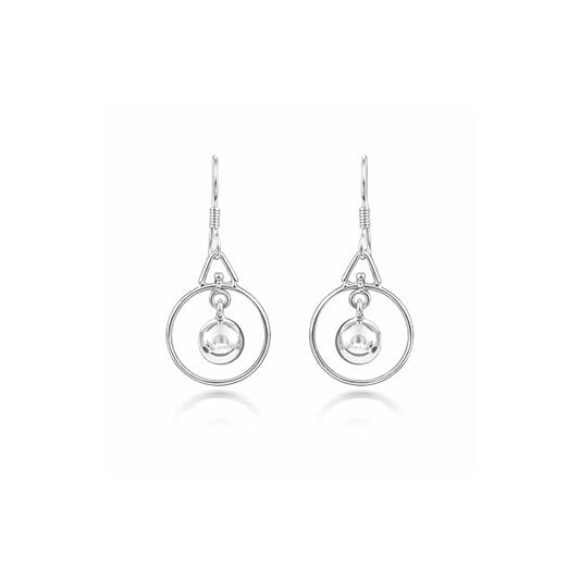 Zyrene 925 Sterling Silver Circle Drop Earrings for Women