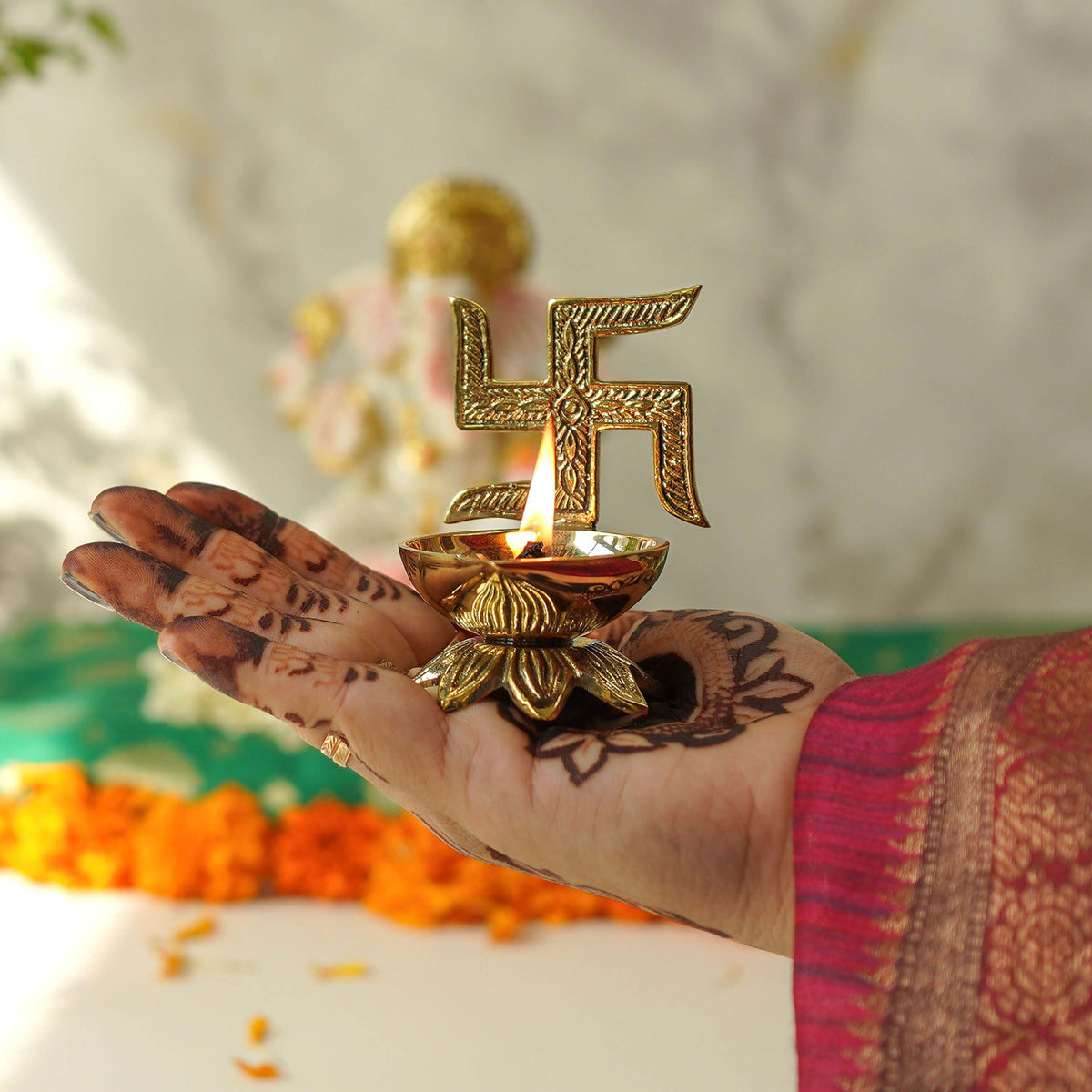 Swastik Brass Diya