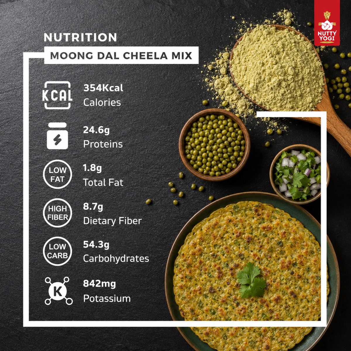 Nutty Yogi Moong Dal Cheela Mix 400g