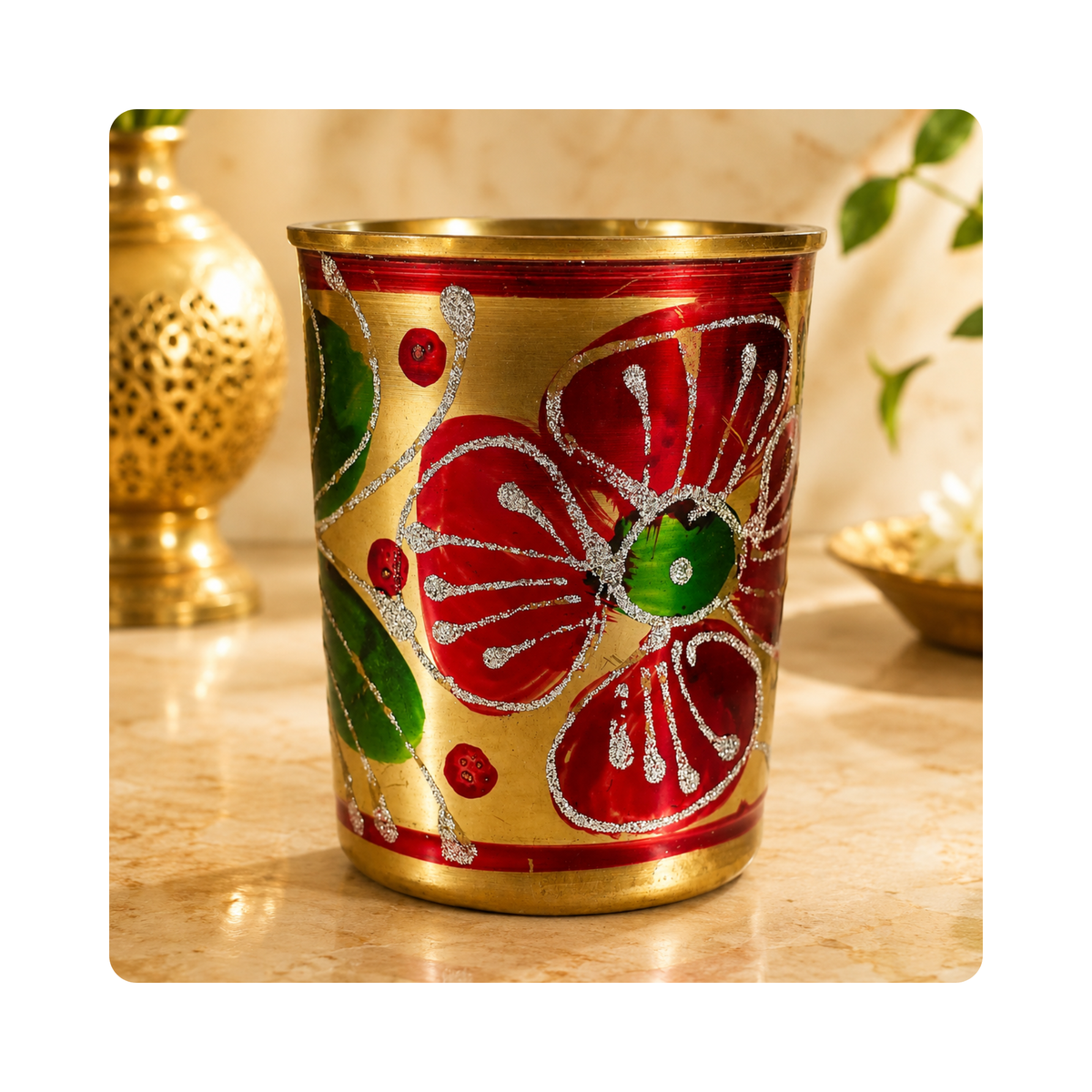 Pure Brass Handcrafted Tumbler Glass | Pack of 2