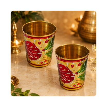 Pure Brass Handcrafted Tumbler Glass | Pack of 2